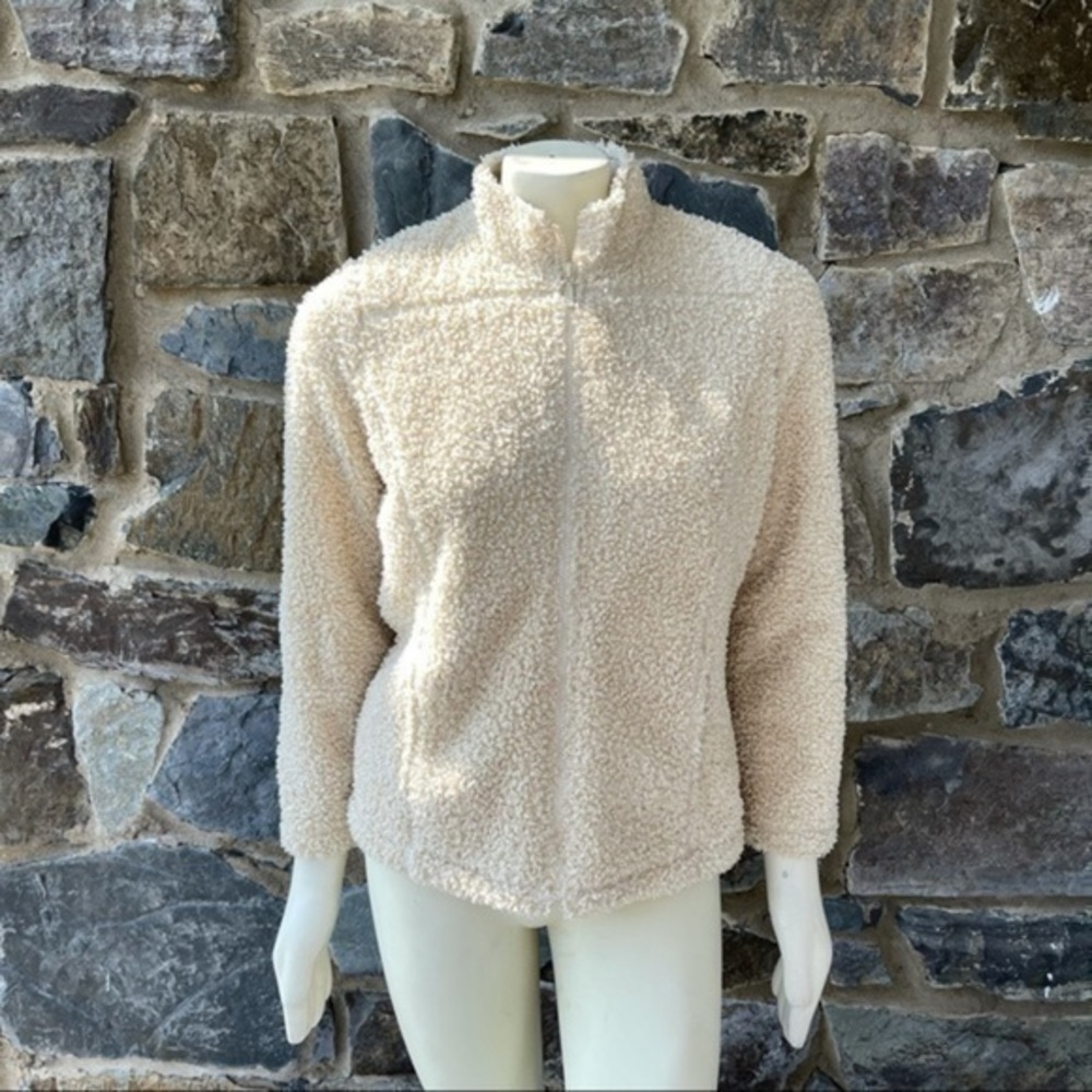 J. Jill Ivory Color Long Sleeve Fleece Jacket